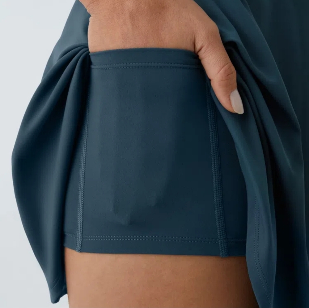 Halara Twist Back Active Dress Easy Peezy Longer Length D-F Cup Sz L Teal Blue - Picture 7 of 12